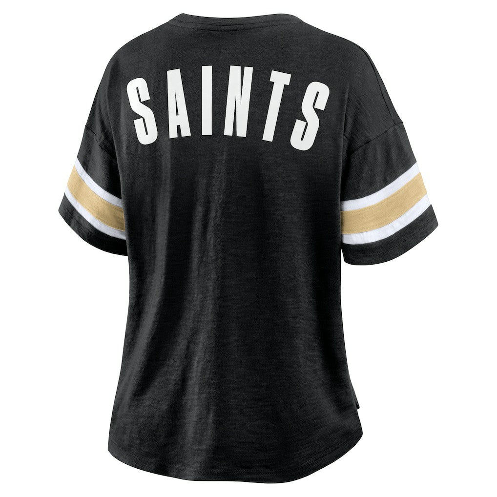 New Orleans Saints Women's Plus Size Redzone Notch Neck T-Shirt Black | Fanatics