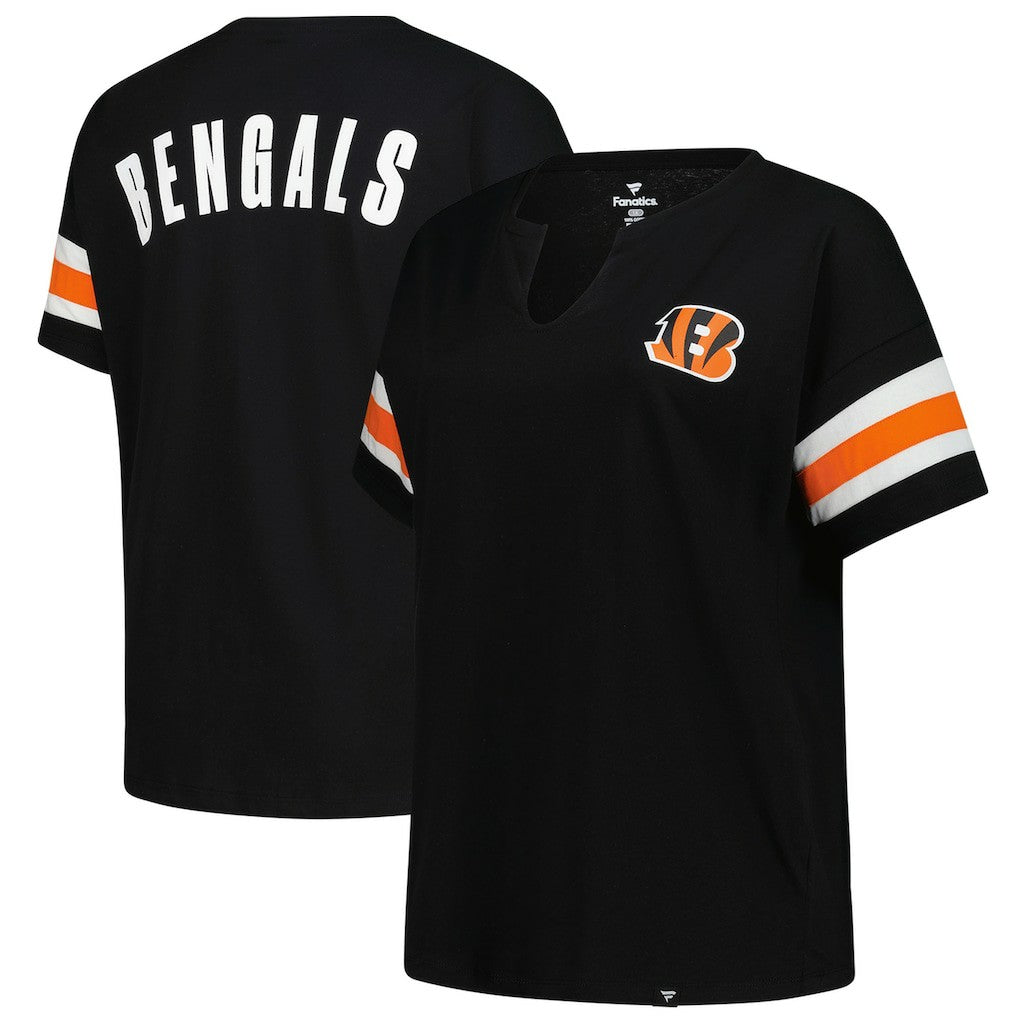 Cincinnati Bengals Women's Plus Size Redzone Notch Neck T-Shirt Black | Fanatics