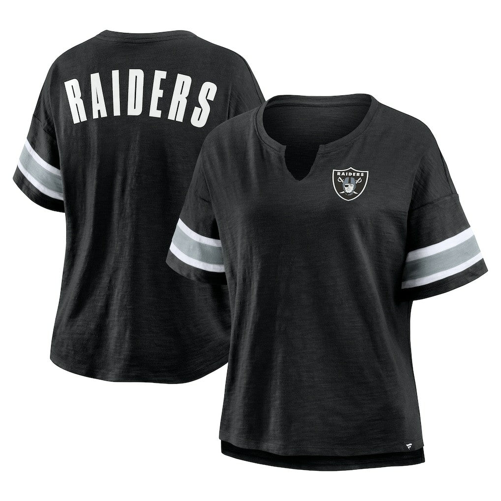 Las Vegas Raiders Women's Plus Size Redzone Notch Neck T-Shirt Black | Fanatics