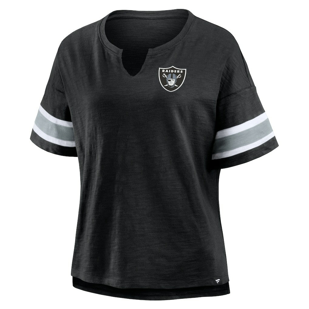 Las Vegas Raiders Women's Plus Size Redzone Notch Neck T-Shirt Black | Fanatics