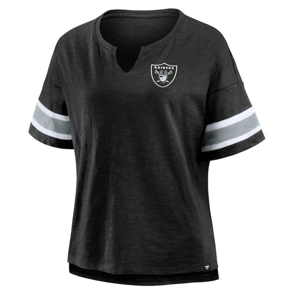 Las Vegas Raiders Women's Plus Size Redzone Notch Neck T-Shirt Black | Fanatics