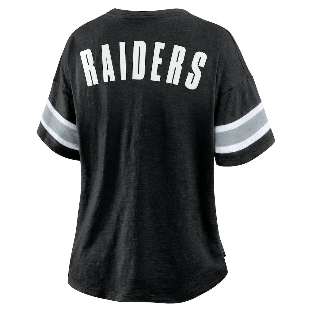 Las Vegas Raiders Women's Plus Size Redzone Notch Neck T-Shirt Black | Fanatics