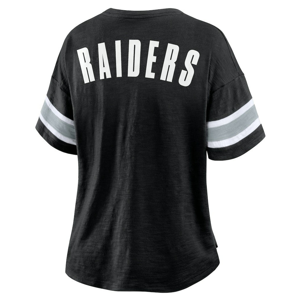 Las Vegas Raiders Women's Plus Size Redzone Notch Neck T-Shirt Black | Fanatics