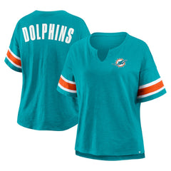 Miami Dolphins Women's Plus Size Redzone Notch Neck T-Shirt Aqua | Fanatics