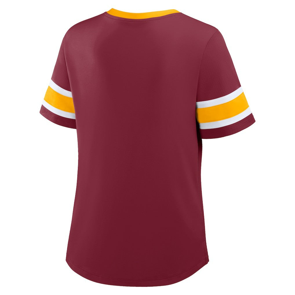 Washington Commanders Women's Plus Size Red Zone Athena Lace-Up V-Notch Neck T-Shirt Burgundy | Fanatics