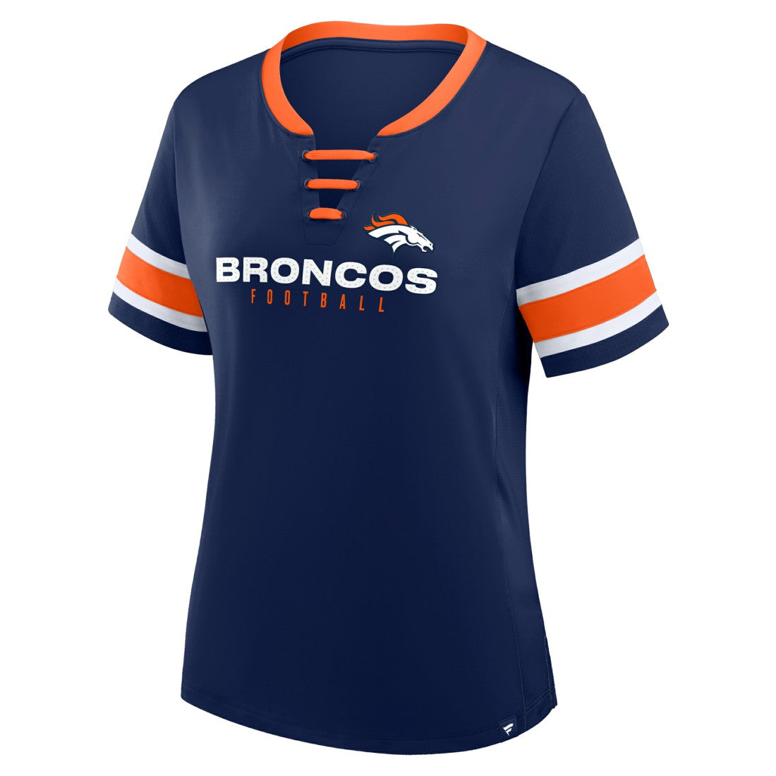 Denver Broncos Women's Plus Size Red Zone Athena Lace-Up V-Notch Neck T-Shirt Navy | Fanatics