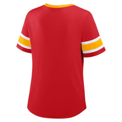 Kansas City Chiefs Women's Plus Size Red Zone Athena Lace-Up V-Notch Neck T-Shirt Red | Fanatics