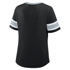 Las Vegas Raiders Women's Plus Size Red Zone Athena Lace-Up V-Notch Neck T-Shirt Black | Fanatics