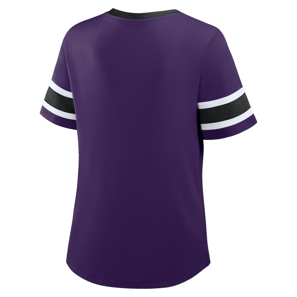 Baltimore Ravens Women's Plus Size Red Zone Athena Lace-Up V-Notch Neck T-Shirt Purple | Fanatics