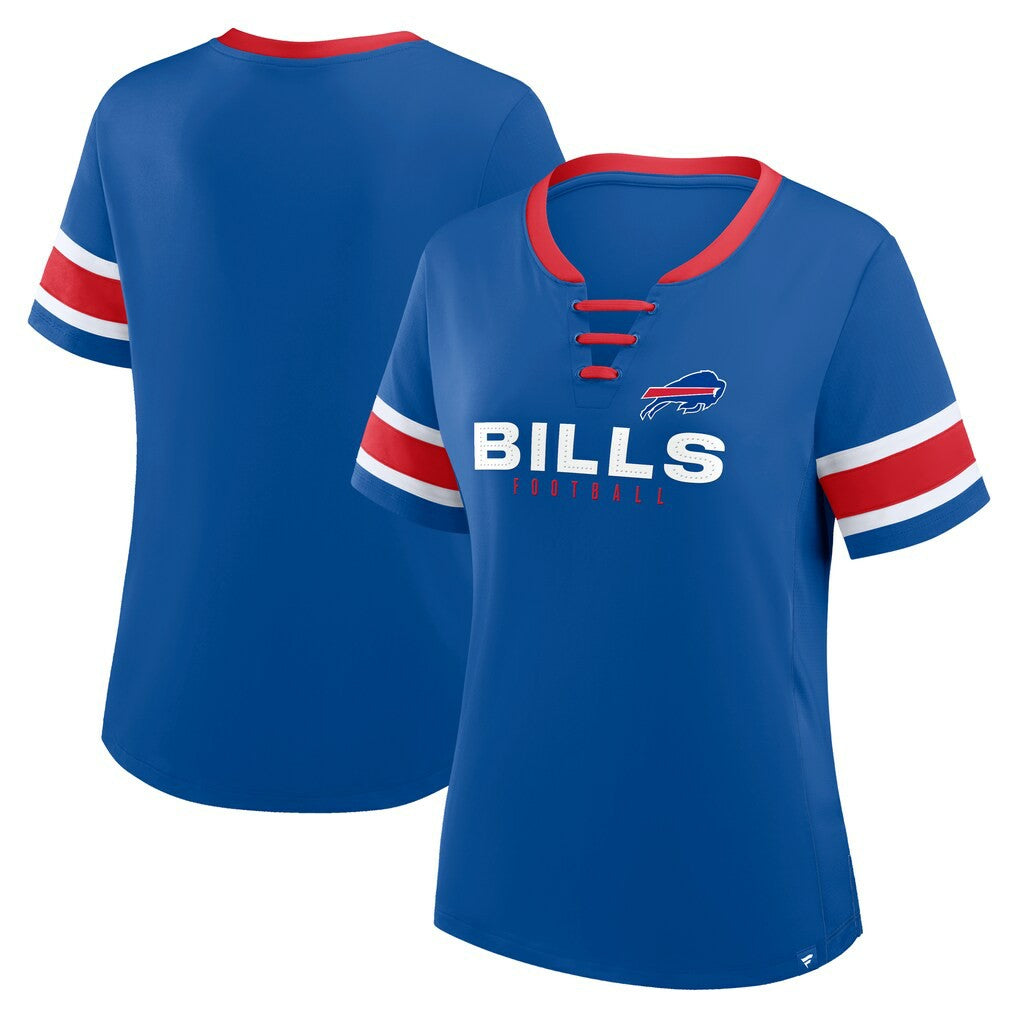 Buffalo Bills Women's Plus Size Red Zone Athena Lace-Up V-Notch Neck T-Shirt Royal | Fanatics