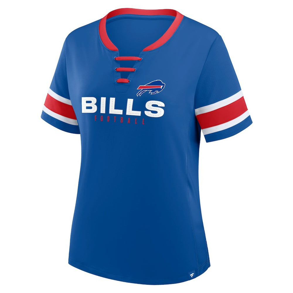 Buffalo Bills Women's Plus Size Red Zone Athena Lace-Up V-Notch Neck T-Shirt Royal | Fanatics