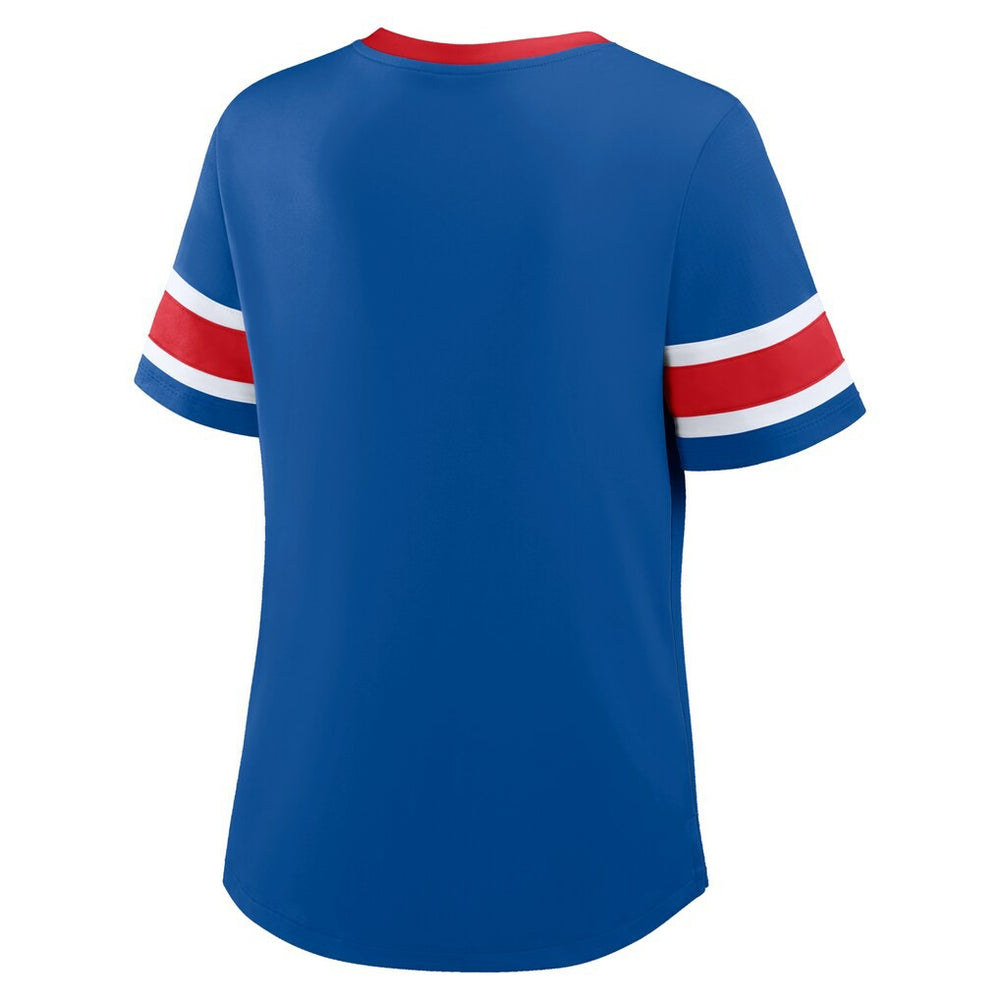 Buffalo Bills Women's Plus Size Red Zone Athena Lace-Up V-Notch Neck T-Shirt Royal | Fanatics