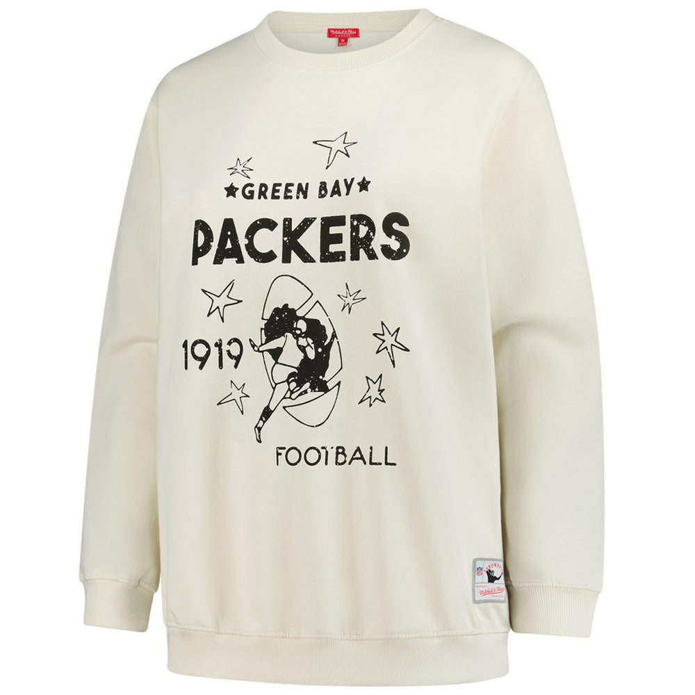 Green Bay Packers Women's Plus Size Shooting Star Sweatshirt Cream | Mitchell & Ness