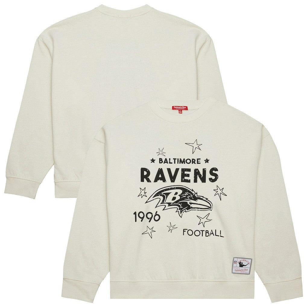 Baltimore Ravens Women's Plus Size Shooting Star Sweatshirt Cream | Mitchell & Ness