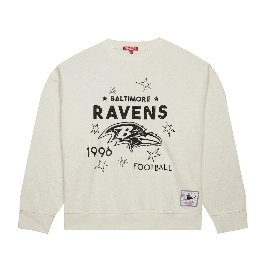 Baltimore Ravens Women's Plus Size Shooting Star Sweatshirt Cream | Mitchell & Ness