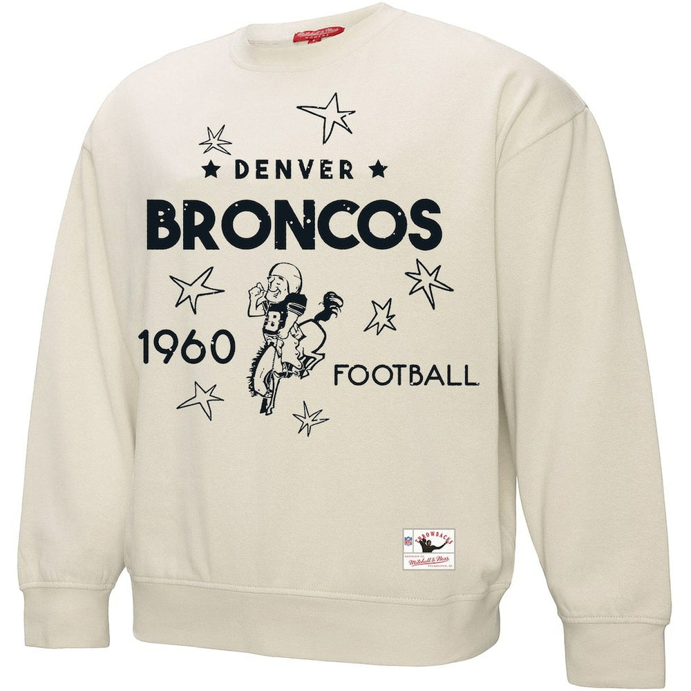 Denver Broncos Women's Plus Size Shooting Star Sweatshirt Cream | Mitchell & Ness