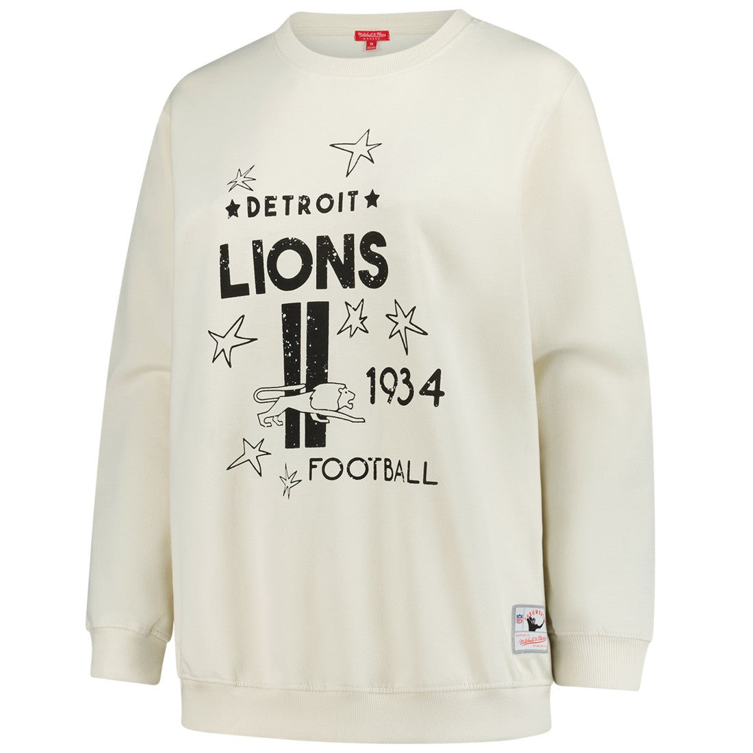 Detroit Lions Women's Plus Size Shooting Star Sweatshirt Cream | Mitchell & Ness