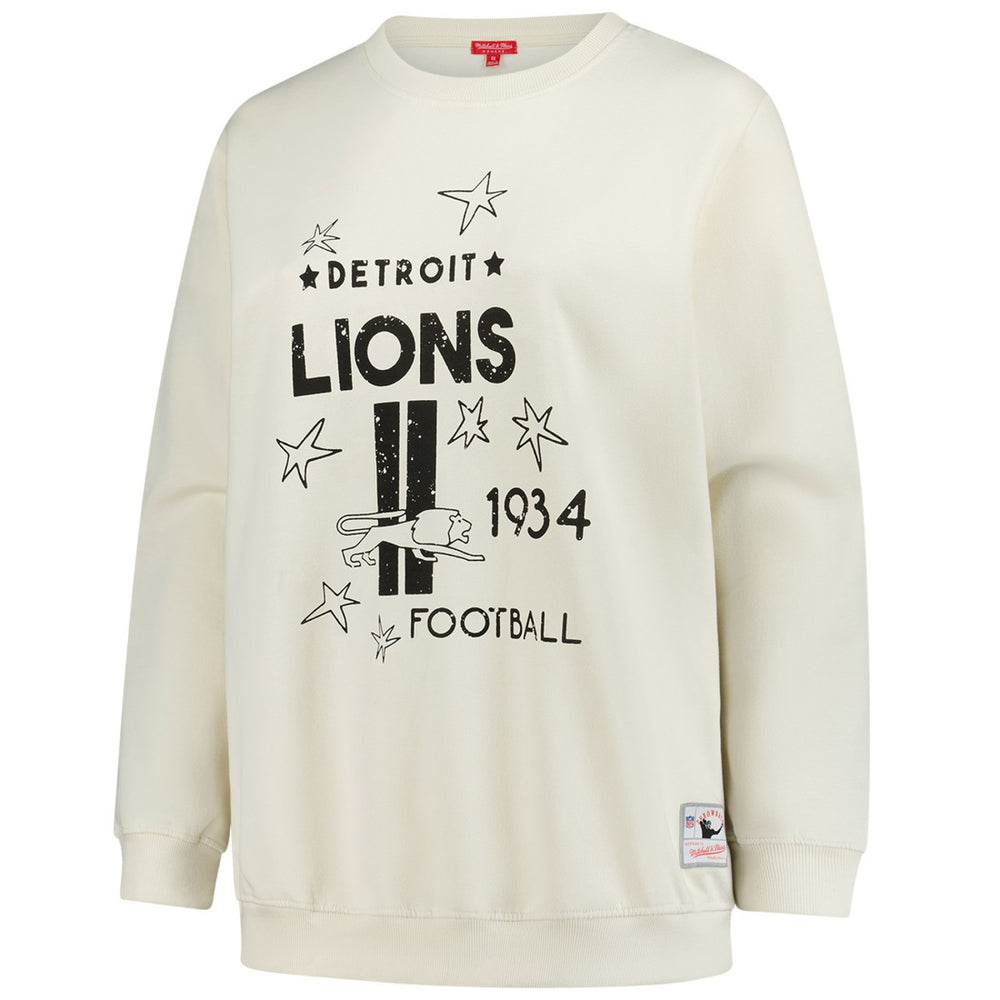 Detroit Lions Women's Plus Size Shooting Star Sweatshirt Cream | Mitchell & Ness