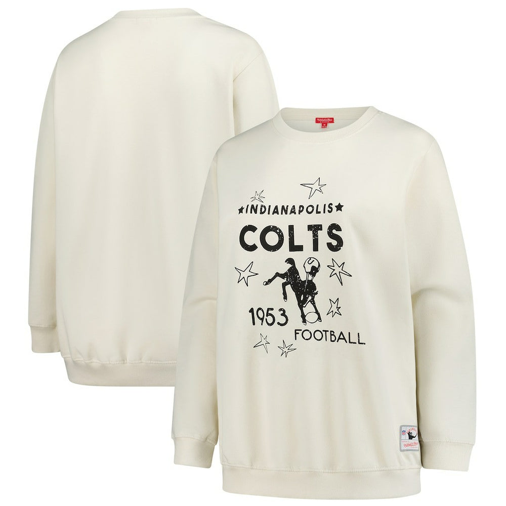 Indianapolis Colts Women's Plus Size Shooting Star Sweatshirt Cream | Mitchell & Ness