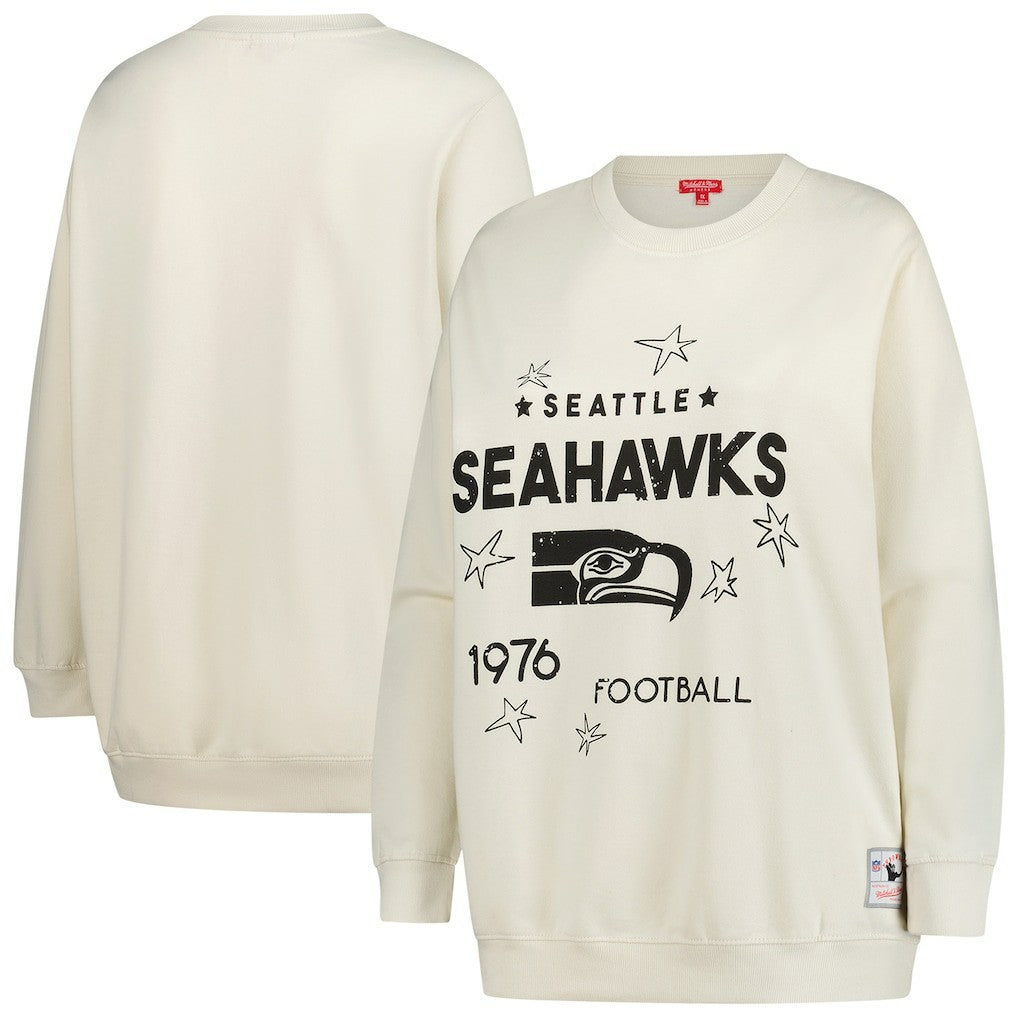 Seattle Seahawks Women's Plus Size Shooting Star Sweatshirt Cream | Mitchell & Ness
