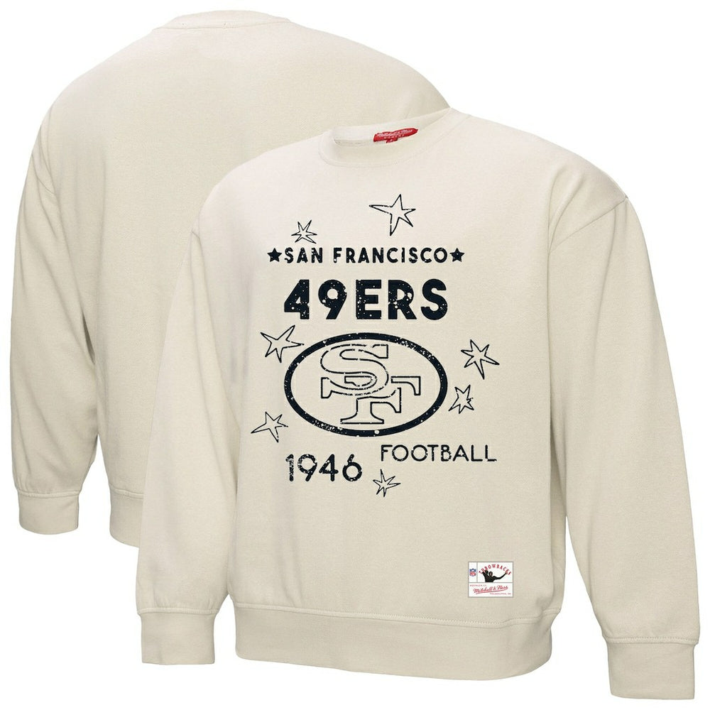 San Francisco 49ers Women's Plus Size Shooting Star Sweatshirt Cream | Mitchell & Ness