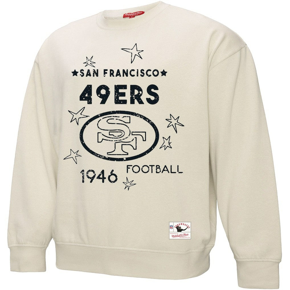San Francisco 49ers Women's Plus Size Shooting Star Sweatshirt Cream | Mitchell & Ness