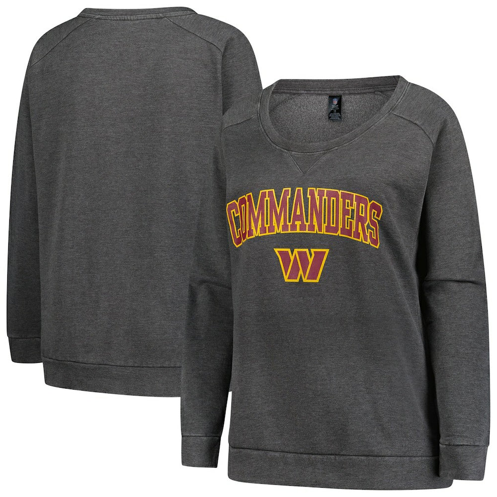 Washington Commanders Profile Women's Plus Size Acid Wash Raglan Sweatshirt Charcoal | NFL