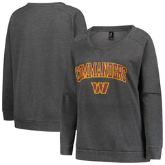 Washington Commanders Profile Women's Plus Size Acid Wash Raglan Sweatshirt Charcoal | NFL