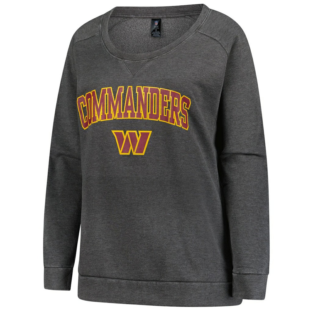 Washington Commanders Profile Women's Plus Size Acid Wash Raglan Sweatshirt Charcoal | NFL