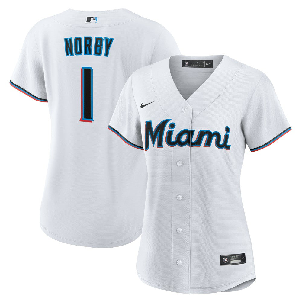 Connor Norby Miami Marlins Nike Women's Home Replica Jersey - MLB