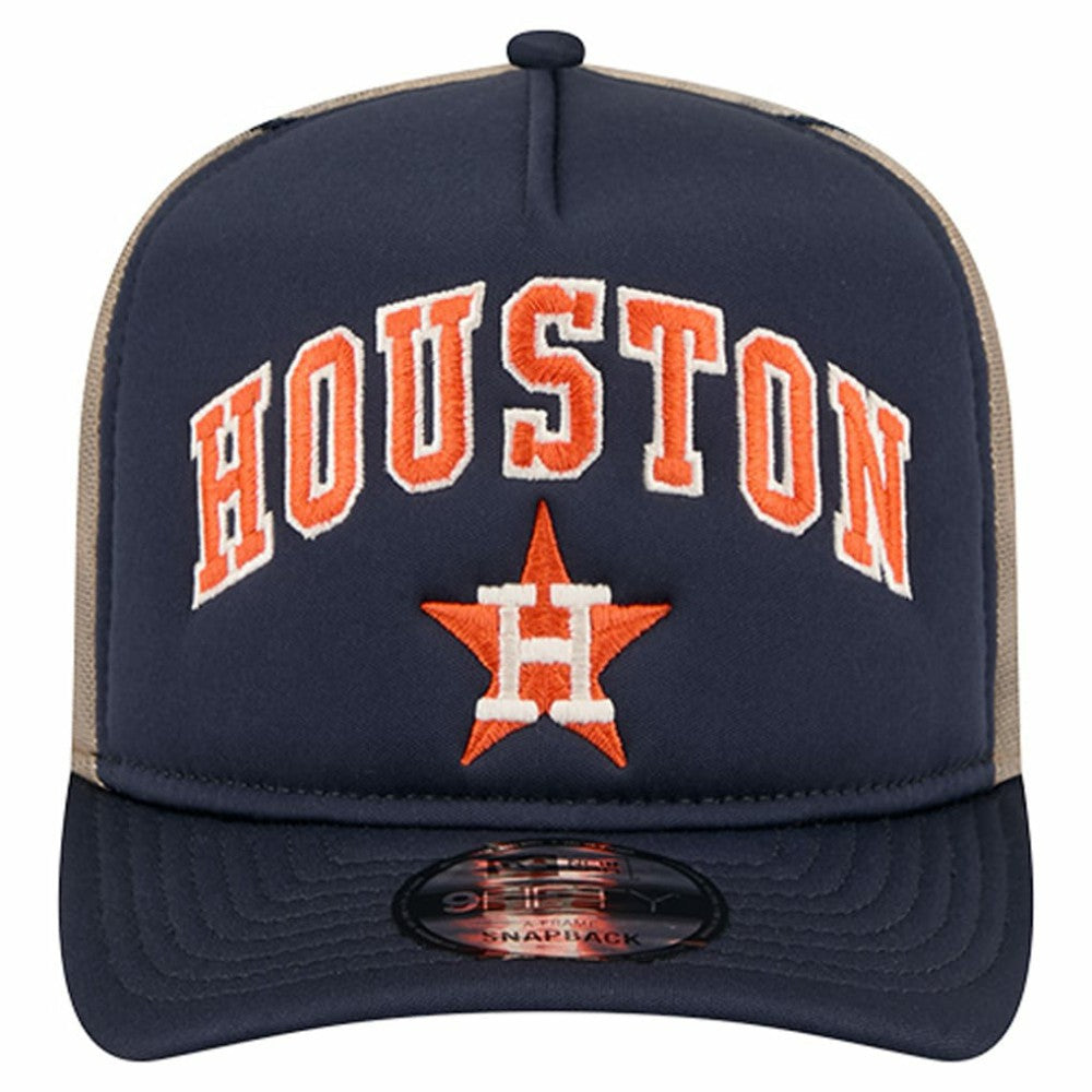 Houston Astros New Era Vintage Arched Foam Front 9FIFTY A-Frame Adjustable Trucker Hat - MLB