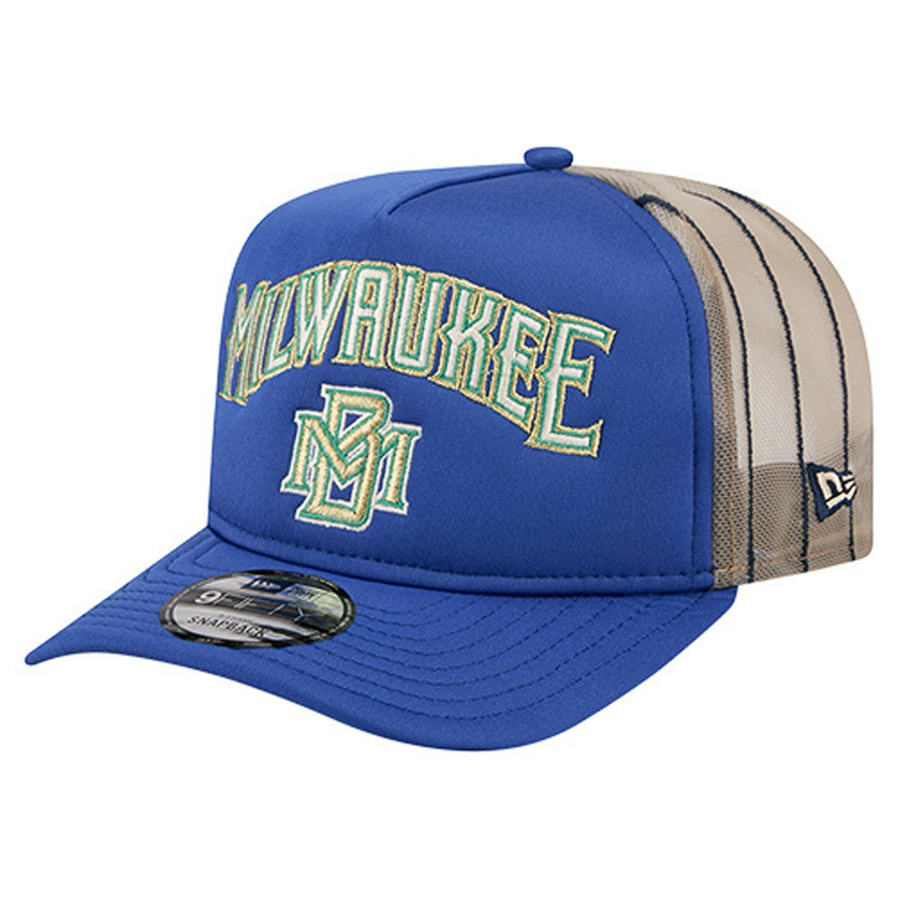 Milwaukee Brewers New Era Vintage Arched Foam Front 9FIFTY A-Frame Adjustable Trucker Hat - MLB