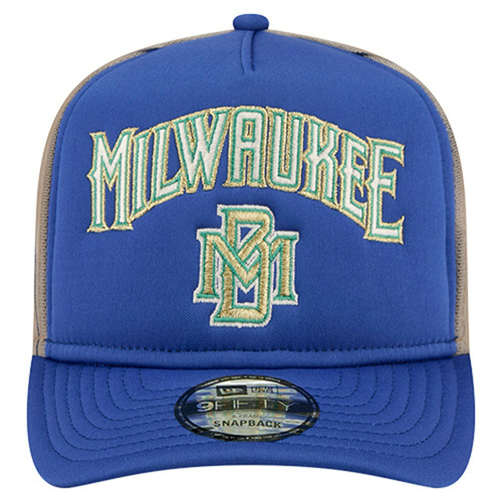 Milwaukee Brewers New Era Vintage Arched Foam Front 9FIFTY A-Frame Adjustable Trucker Hat - MLB