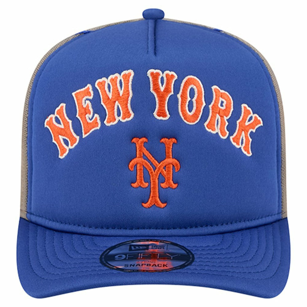 New York Mets New Era Vintage Arched Foam Front 9FIFTY A-Frame Adjustable Trucker Hat - MLB