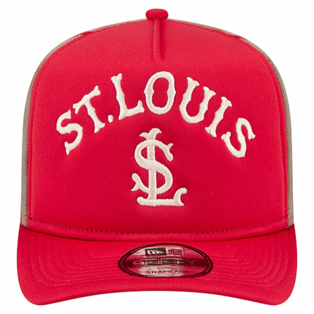St. Louis Cardinals New Era Vintage Arched Foam Front 9FIFTY A-Frame Adjustable Trucker Hat - MLB