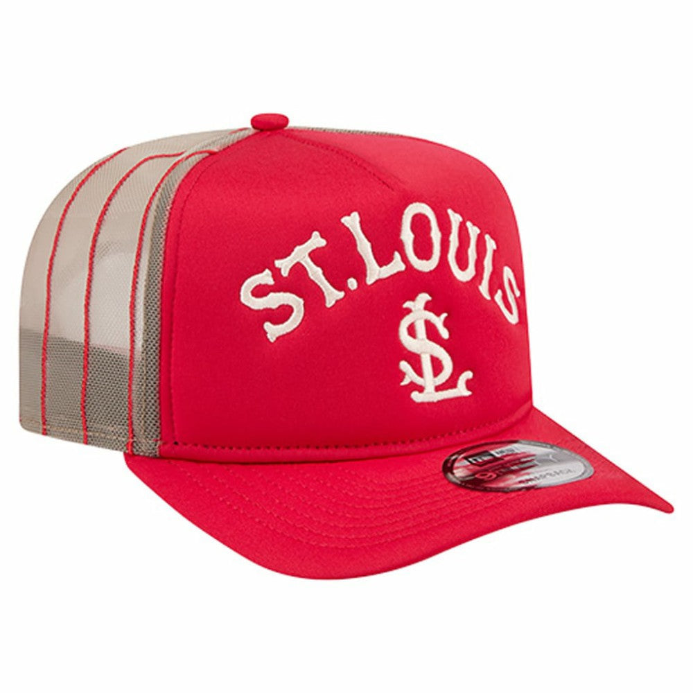 St. Louis Cardinals New Era Vintage Arched Foam Front 9FIFTY A-Frame Adjustable Trucker Hat - MLB