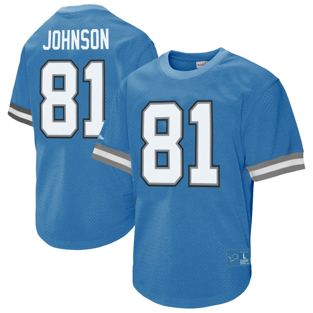 Calvin Johnson Detroit Lions Retired Player Name & Number Mesh Top Blue | Mitchell & Ness