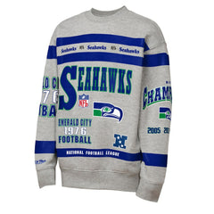 Seattle Seahawks Youth Throwback All-Over Print Fleece Sweatshirt Gray | Mitchell & Ness