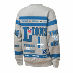 Detroit Lions Youth Throwback All-Over Print Fleece Sweatshirt Gray | Mitchell & Ness