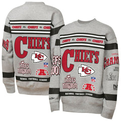 Kansas City Chiefs Youth Throwback All-Over Print Fleece Sweatshirt Gray | Mitchell & Ness