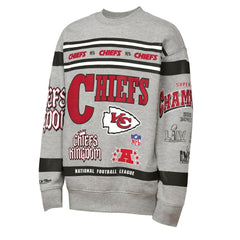 Kansas City Chiefs Youth Throwback All-Over Print Fleece Sweatshirt Gray | Mitchell & Ness
