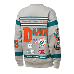 Miami Dolphins Youth Throwback All-Over Print Fleece Sweatshirt Gray | Mitchell & Ness