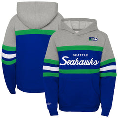 Seattle Seahawks Youth Throwback Head Coach Pullover Hoodie Royal | Mitchell & Ness