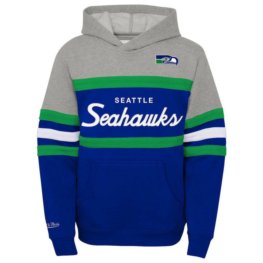 Seattle Seahawks Youth Throwback Head Coach Pullover Hoodie Royal | Mitchell & Ness
