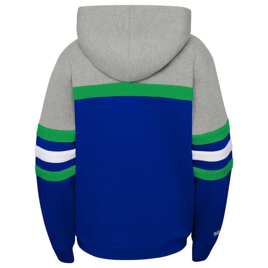 Seattle Seahawks Youth Throwback Head Coach Pullover Hoodie Royal | Mitchell & Ness
