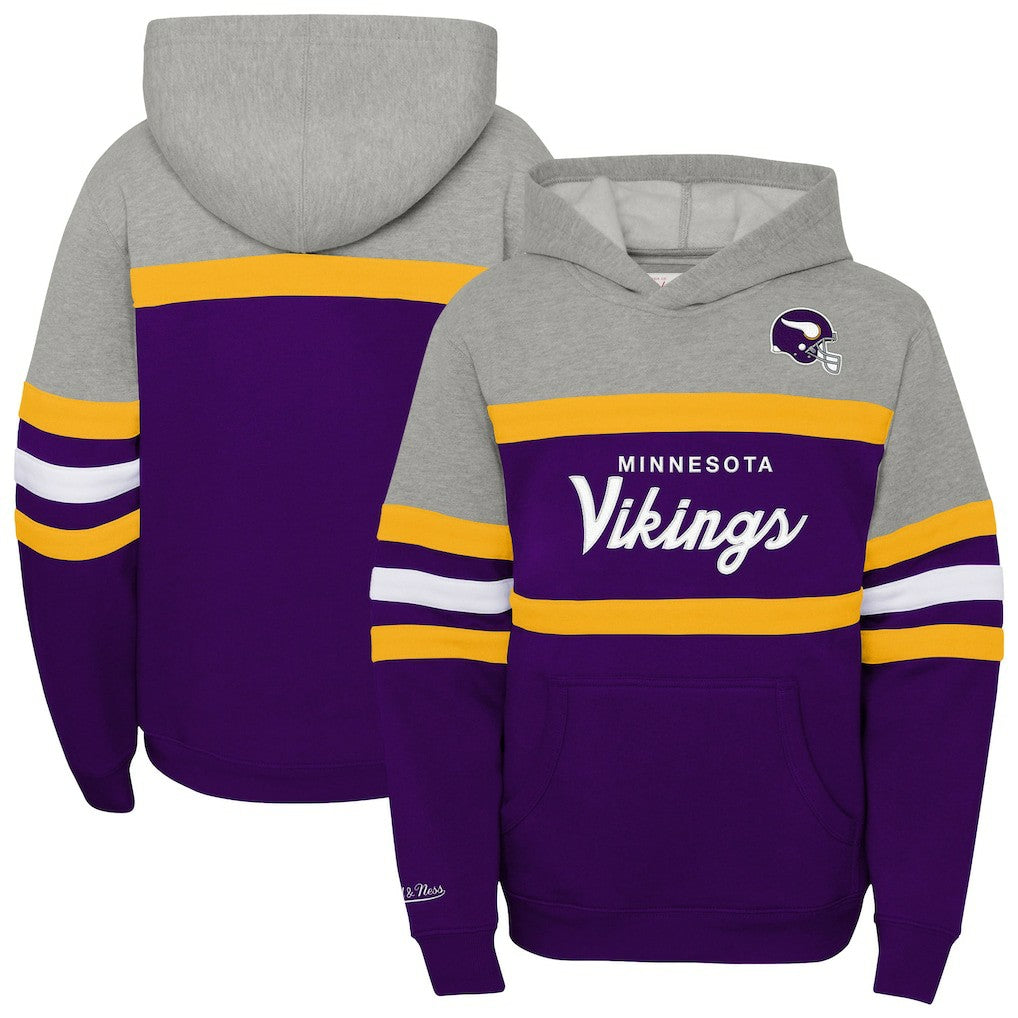 Minnesota Vikings Youth Throwback Head Coach Pullover Hoodie Purple | Mitchell & Ness