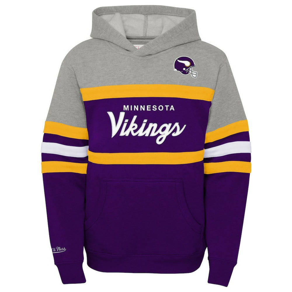 Minnesota Vikings Youth Throwback Head Coach Pullover Hoodie Purple | Mitchell & Ness