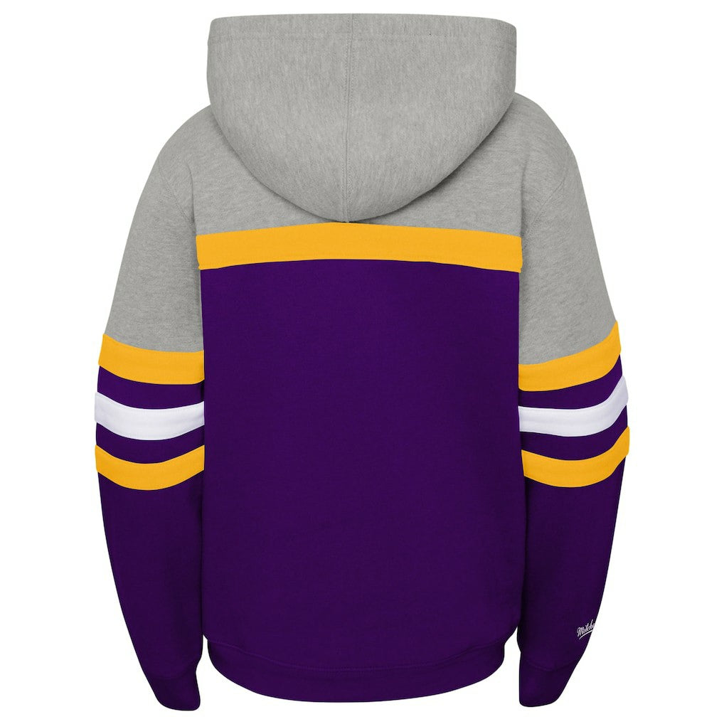 Minnesota Vikings Youth Throwback Head Coach Pullover Hoodie Purple | Mitchell & Ness