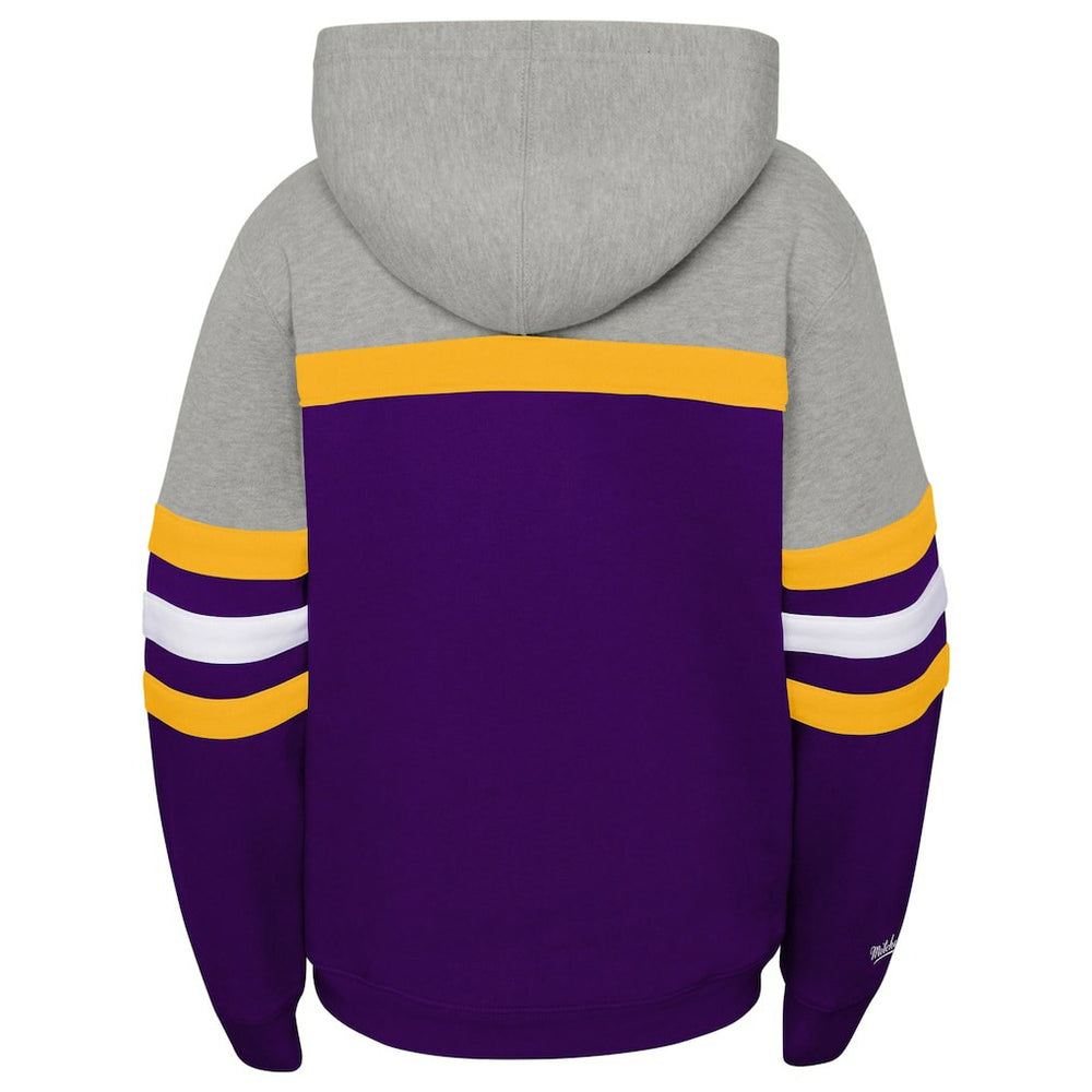 Minnesota Vikings Youth Throwback Head Coach Pullover Hoodie Purple | Mitchell & Ness