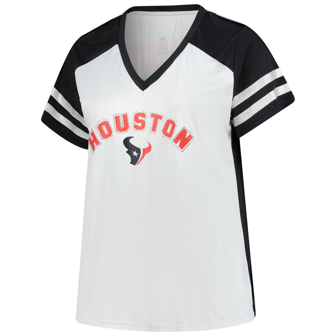C.J. Stroud Houston Texans Women's Plus Size Bling V-Neck T-Shirt White | Fanatics